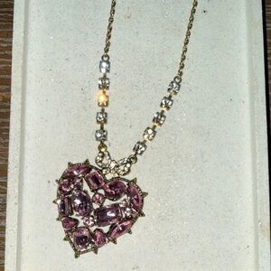 Betsey Johnson Pink Gem Heart Necklace